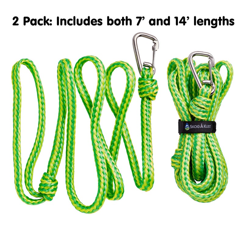 Skog Ã… Kust Premium PWC Dock Lines | 2-Pack Heavy Duty Braided Ropes, 1/2'' x 7ft & 14ft Lengths, with 316 Stainless Steel Clip - Image 5